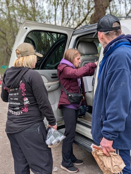 Melissa Reid doing peer outreach work in Kingston